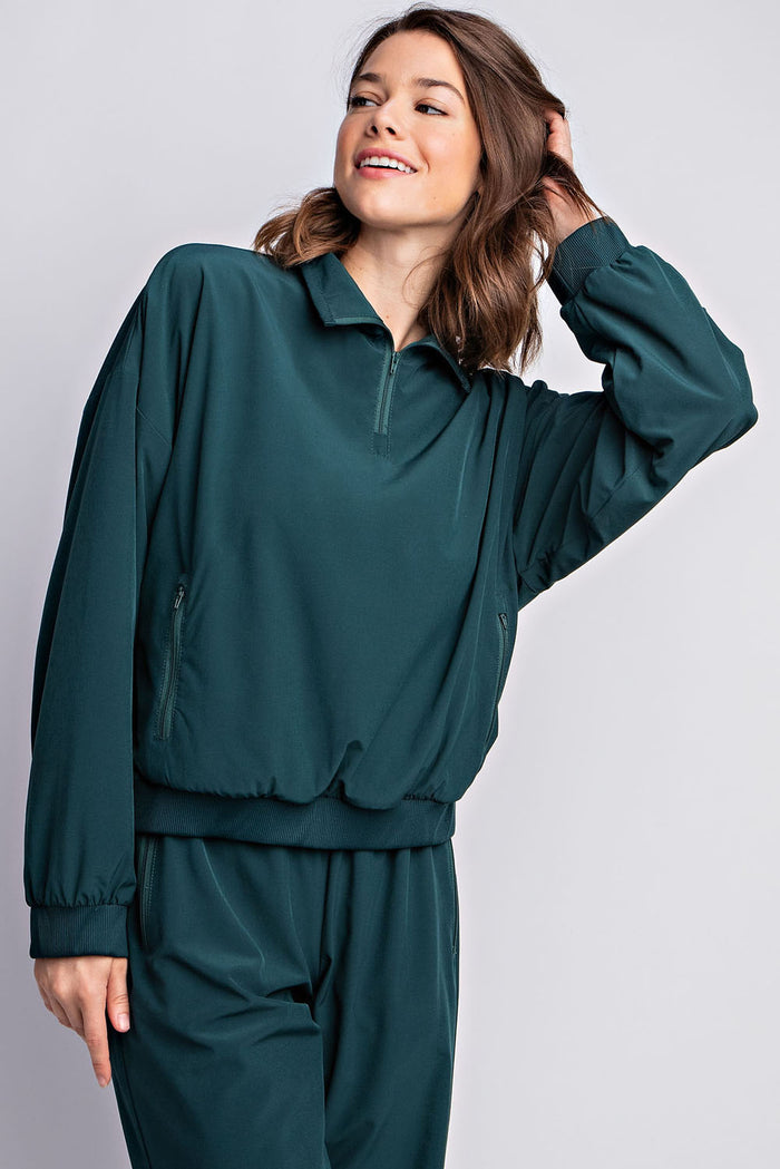 Tess 1/4 Zip Pullover in Midnight Green