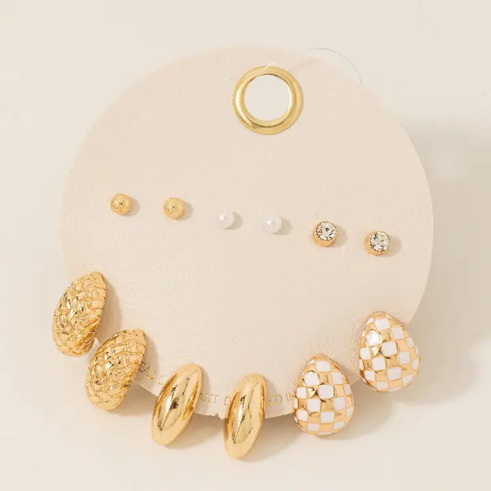 Mixed Huggie and Stud Earring Set in Gold