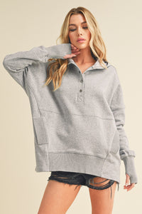 Vivi Oversized Pullover in Heather Grey