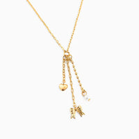 Bow, Heart, and Pearl Drop Necklace