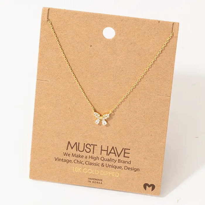 Mini Pave Butterfly Necklace in Gold