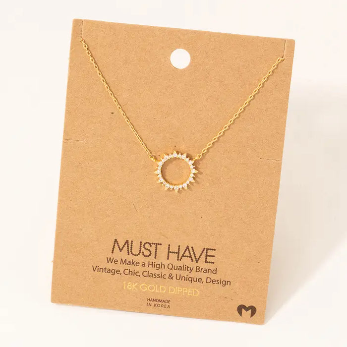 Pave Sun Necklace in Gold