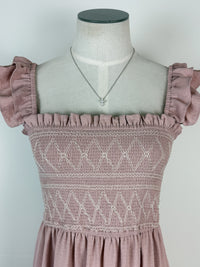 Kori Ruffle Strap Smocked Dress in Mauve