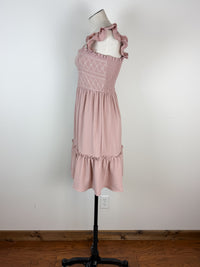 Kori Ruffle Strap Smocked Dress in Mauve