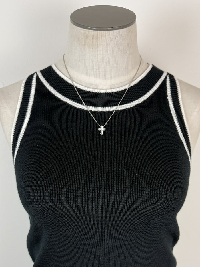Macie Contrast Sweater Tank in Black