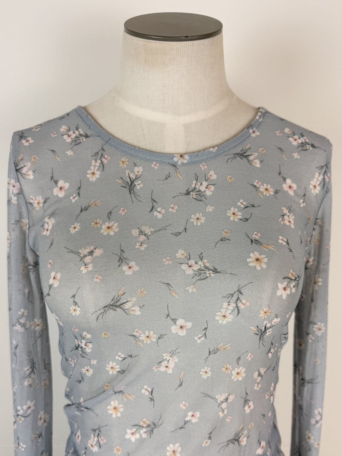Skyler Dainty Floral Layering Top in Light Blue
