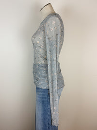 Skyler Dainty Floral Layering Top in Light Blue