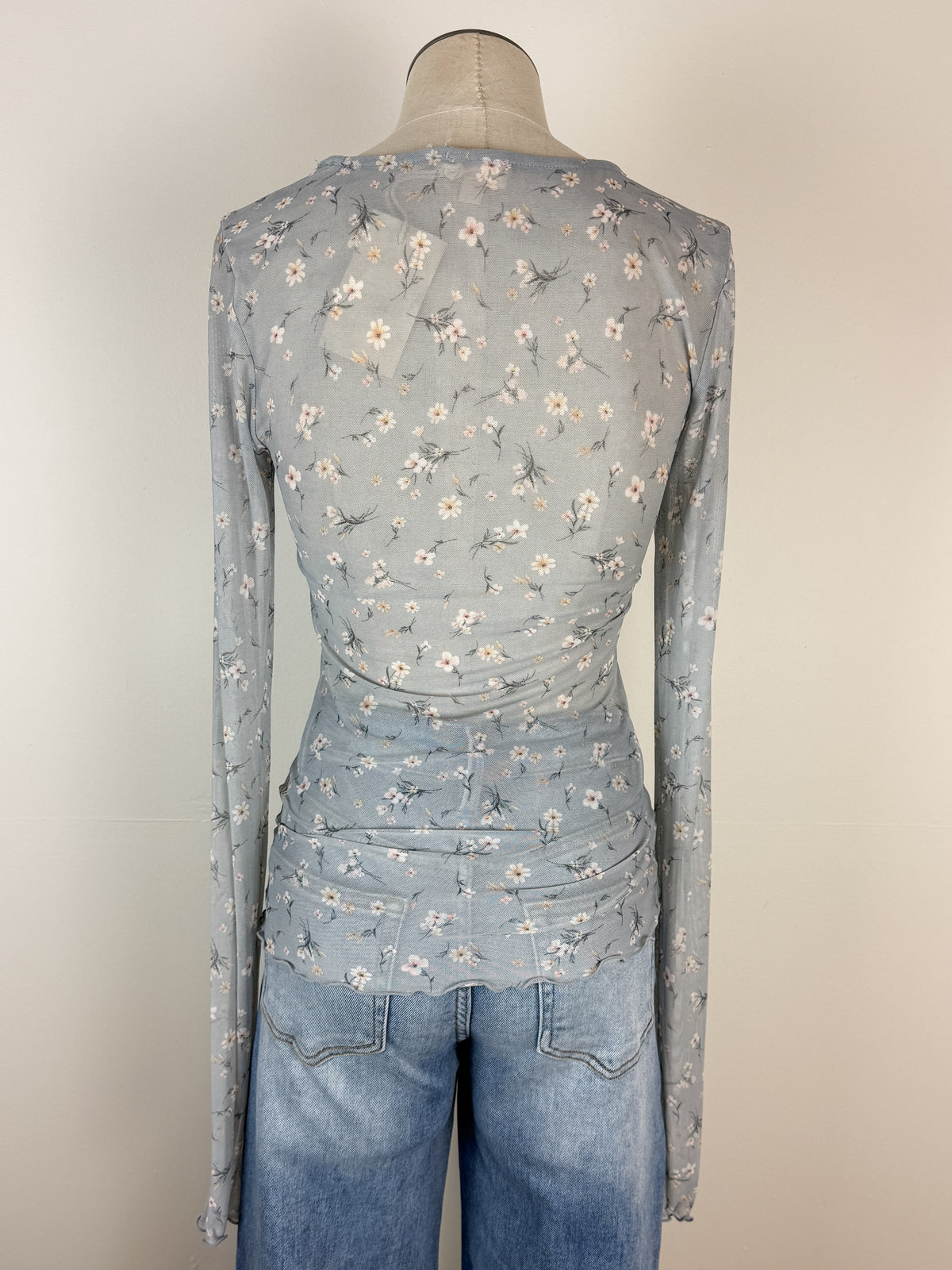 Skyler Dainty Floral Layering Top in Light Blue