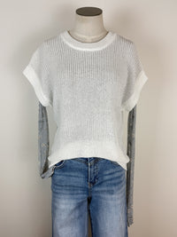 Skyler Dainty Floral Layering Top in Light Blue