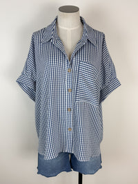 Sarah Gingham Button Up Set in Navy