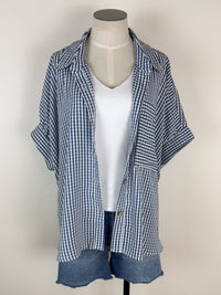 Sarah Gingham Button Up Set in Navy