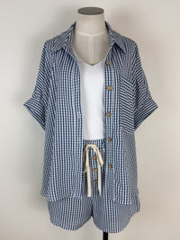 Sarah Gingham Button Up Set in Navy
