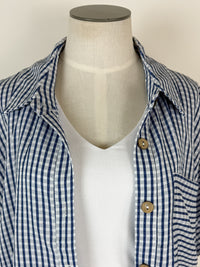 Sarah Gingham Button Up Set in Navy