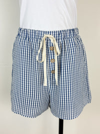 Sarah Gingham Button Up Set in Navy