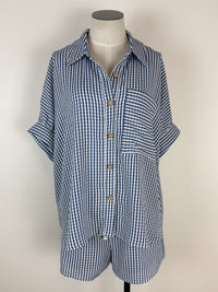 Sarah Gingham Button Up Set in Navy