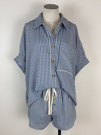 Sarah Gingham Button Up Set in Navy