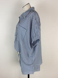 Sarah Gingham Button Up Set in Navy