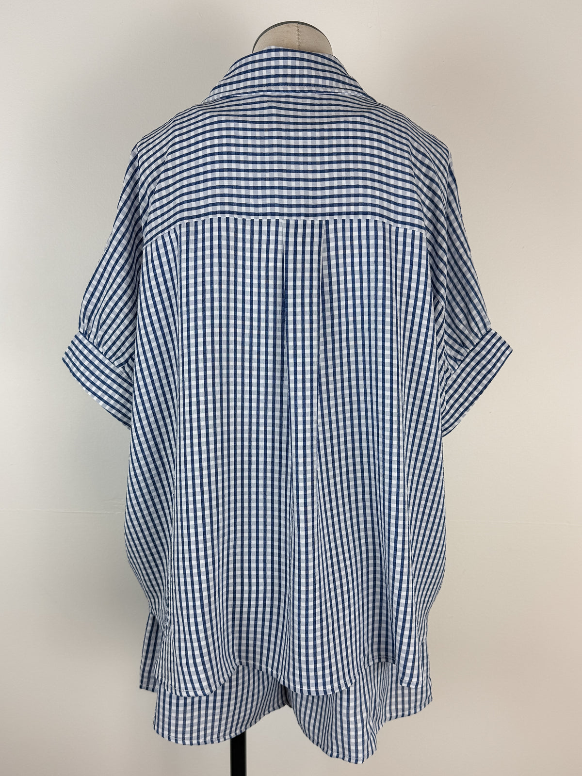 Sarah Gingham Button Up Set in Navy