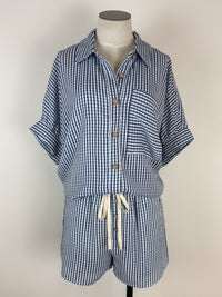 Sarah Gingham Button Up Set in Navy
