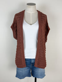 Maisy Crochet Knit Cardigan in Brick