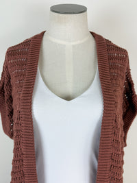 Maisy Crochet Knit Cardigan in Brick