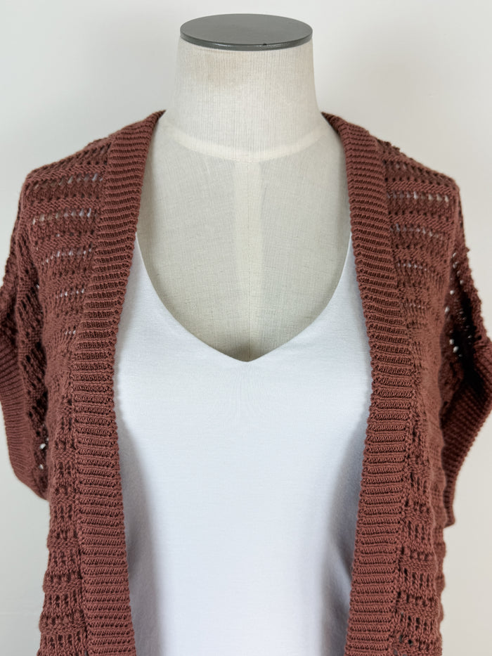Maisy Crochet Knit Cardigan in Brick