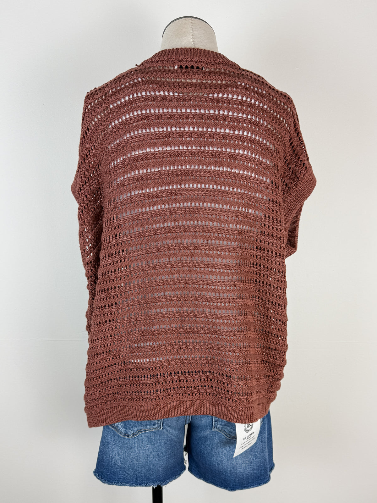 Maisy Crochet Knit Cardigan in Brick
