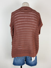 Maisy Crochet Knit Cardigan in Brick