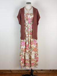 Joyce Printed Smocked Midi Dress in Mocha Mix