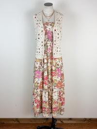 Joyce Printed Smocked Midi Dress in Mocha Mix