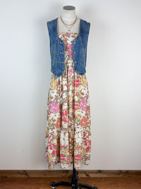 Joyce Printed Smocked Midi Dress in Mocha Mix