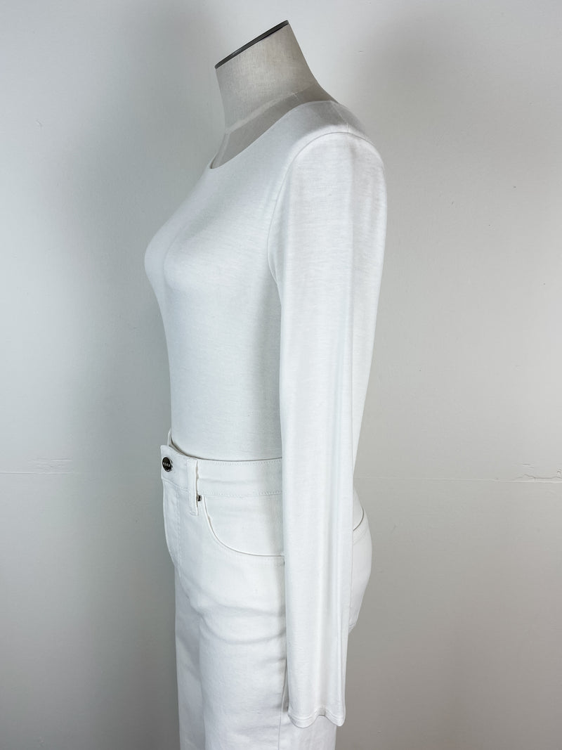 Basic Long Sleeve Bodysuit in White