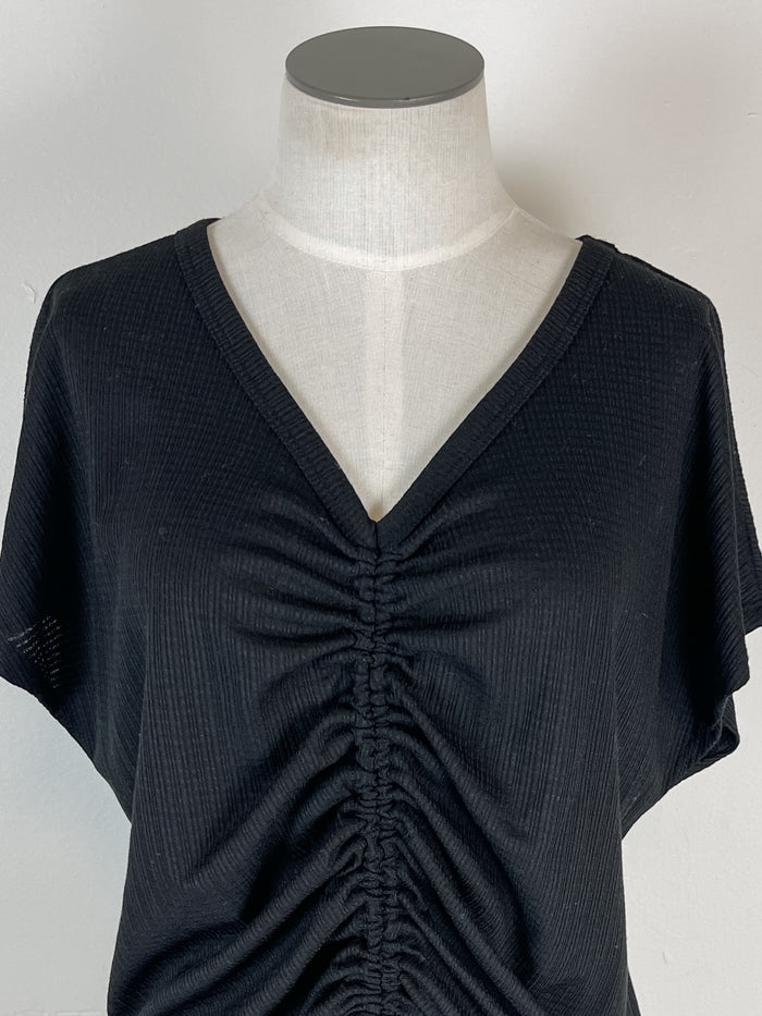 Kate Ruched Front Tee in Black