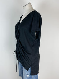 Kate Ruched Front Tee in Black