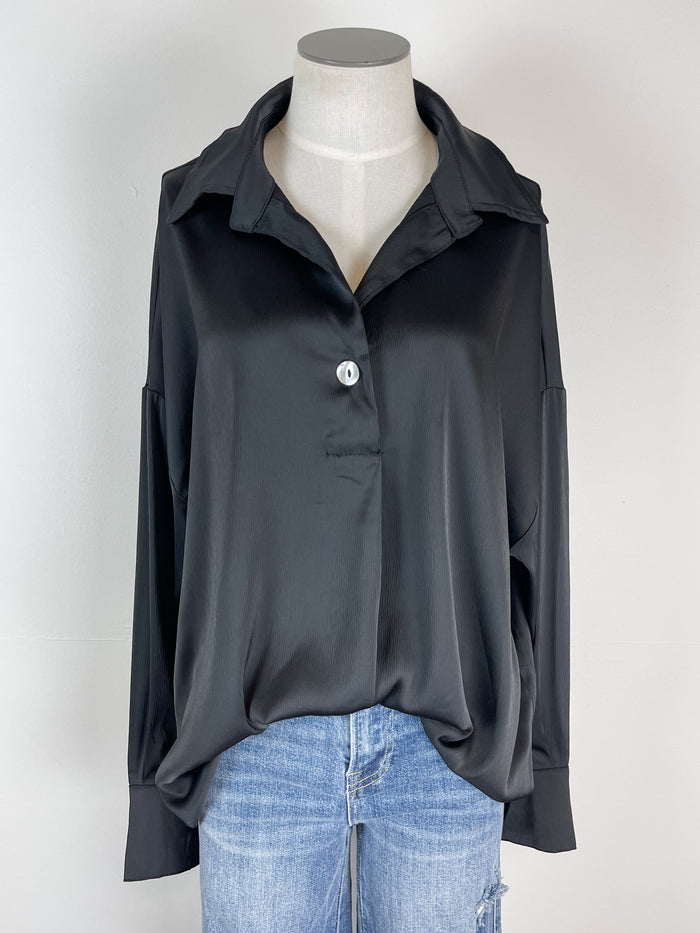Salem V Neck Blouse in Black