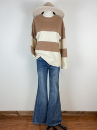 Wren Color Block Sweater in Camel/Cream