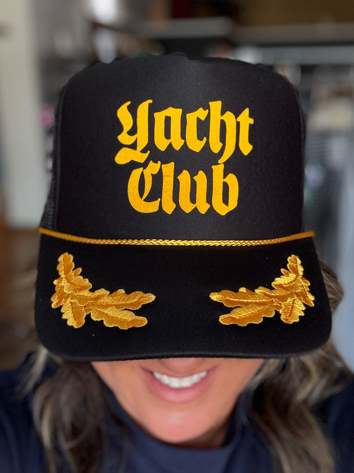 Yacht Club Trucker Hat in Black