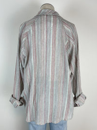 Striped Button Up in Light Grey