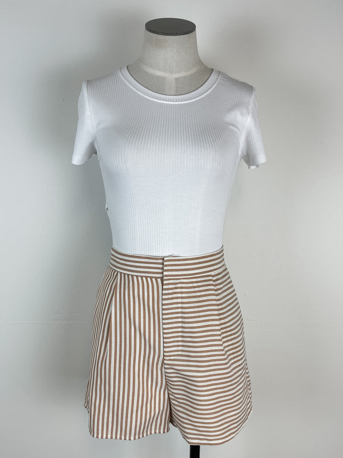 Amelia Mix Stripe Short in Brown