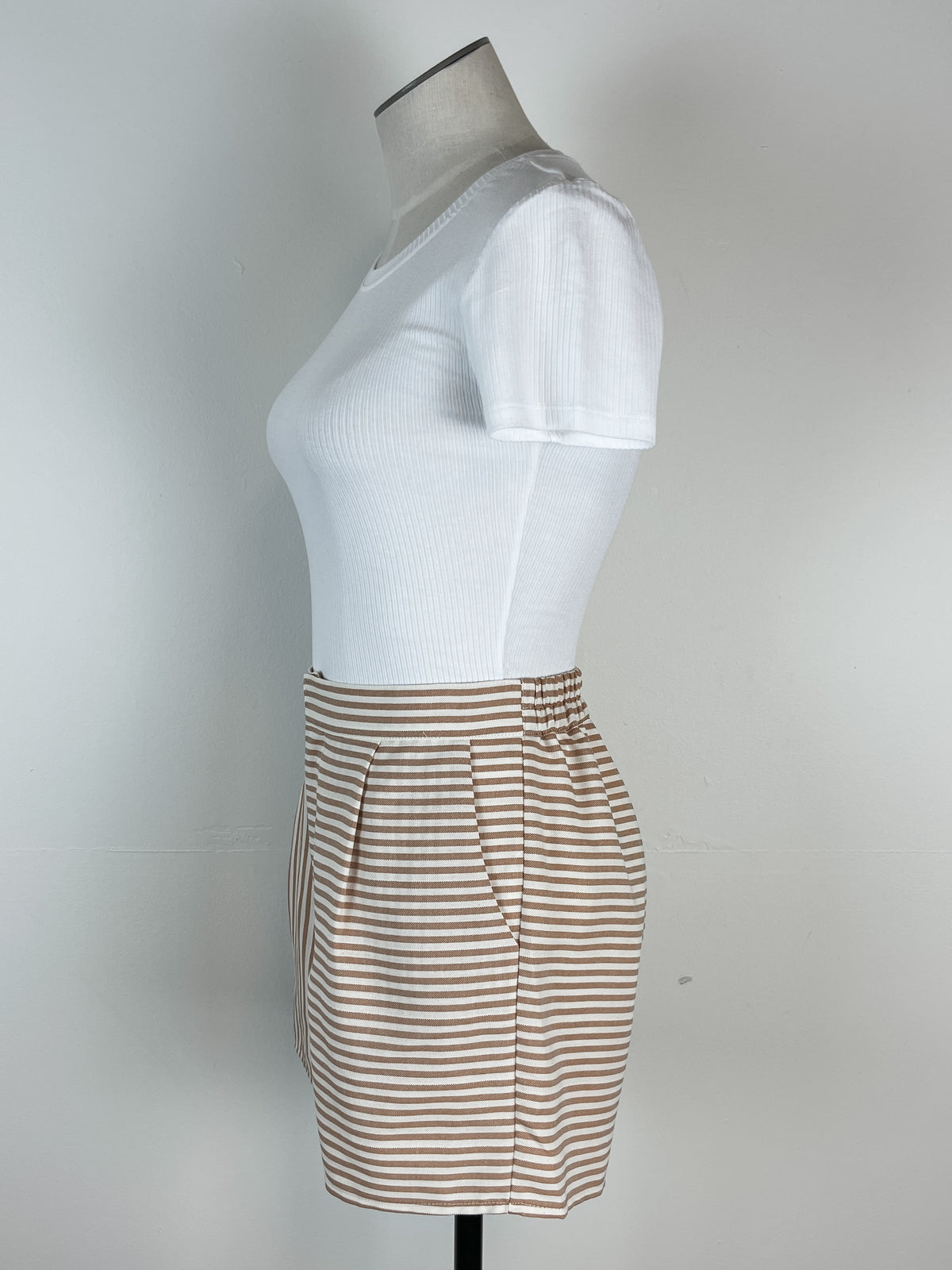 Amelia Mix Stripe Short in Brown