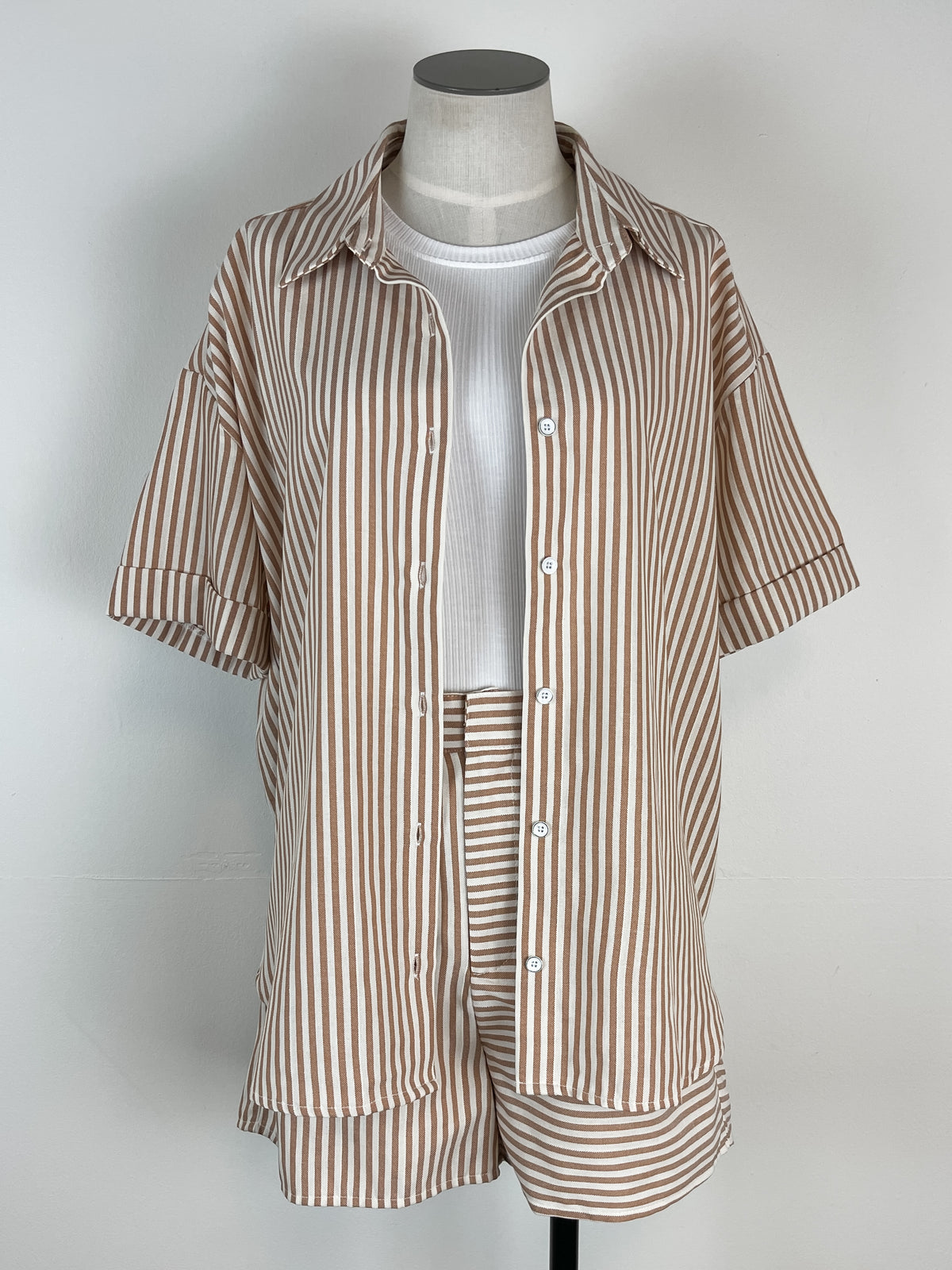 Amelia Mix Stripe Short in Brown