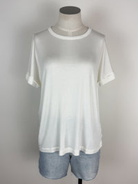 Sadie Basic Rolled Sleeve Tee in Off White