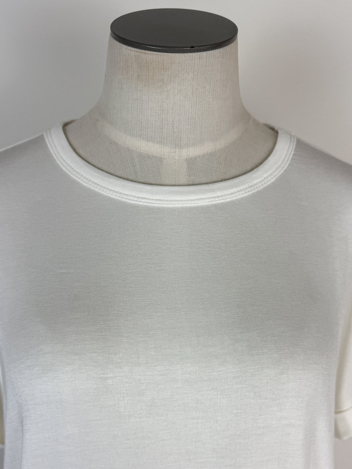 Sadie Basic Rolled Sleeve Tee in Off White