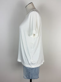 Sadie Basic Rolled Sleeve Tee in Off White