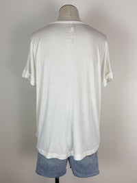 Sadie Basic Rolled Sleeve Tee in Off White