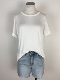 Sadie Basic Rolled Sleeve Tee in Off White
