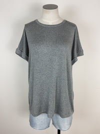 Sadie Basic Rolled Sleeve Tee in Heather Grey