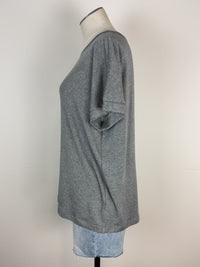 Sadie Basic Rolled Sleeve Tee in Heather Grey