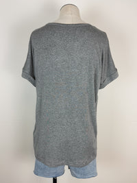 Sadie Basic Rolled Sleeve Tee in Heather Grey
