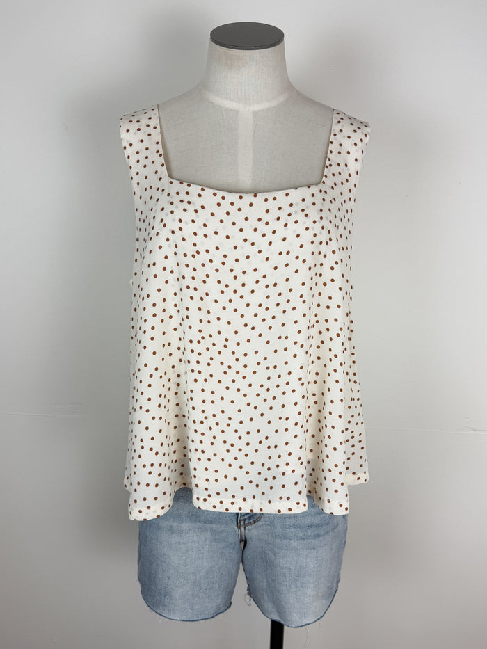 Audrey Square Neck Tank in Natural Dot